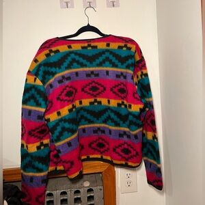 Vintage Multi-Color Fleece Cardigan